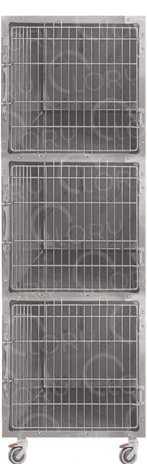 Gabbia Degenza Veterinaria 3 Posti in Acciaio Inox AISI 304 Lory Progetti Veterinari