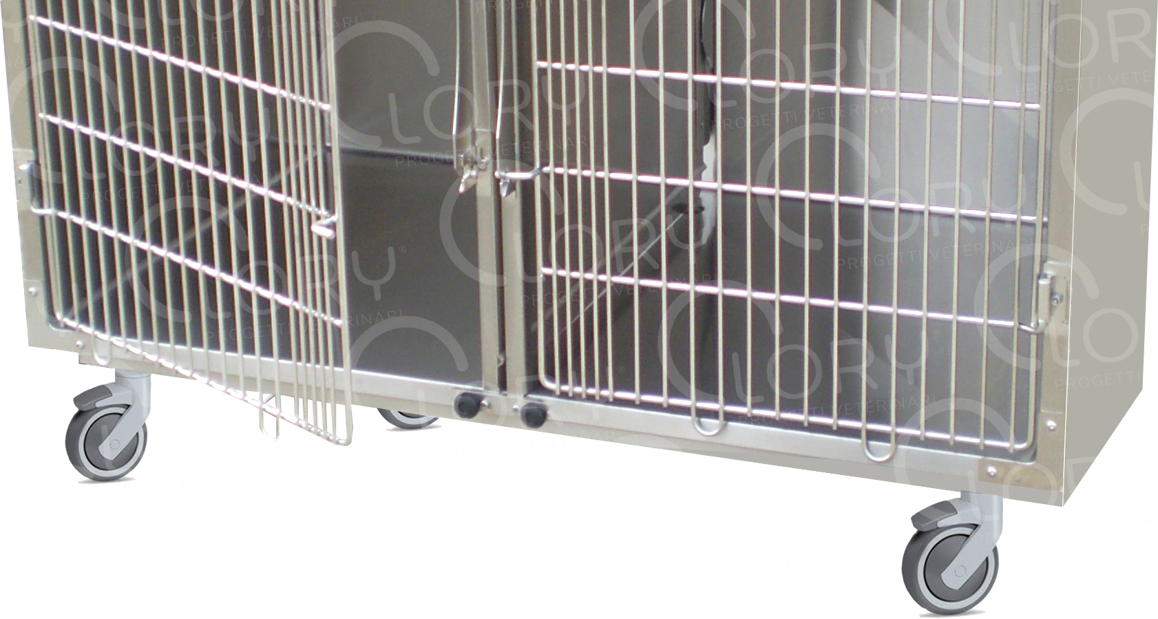 Base con Ruote per Gabbie Degenza Veterinarie | Acciaio Inox AISI 304 | Lory Progetti Veterinari