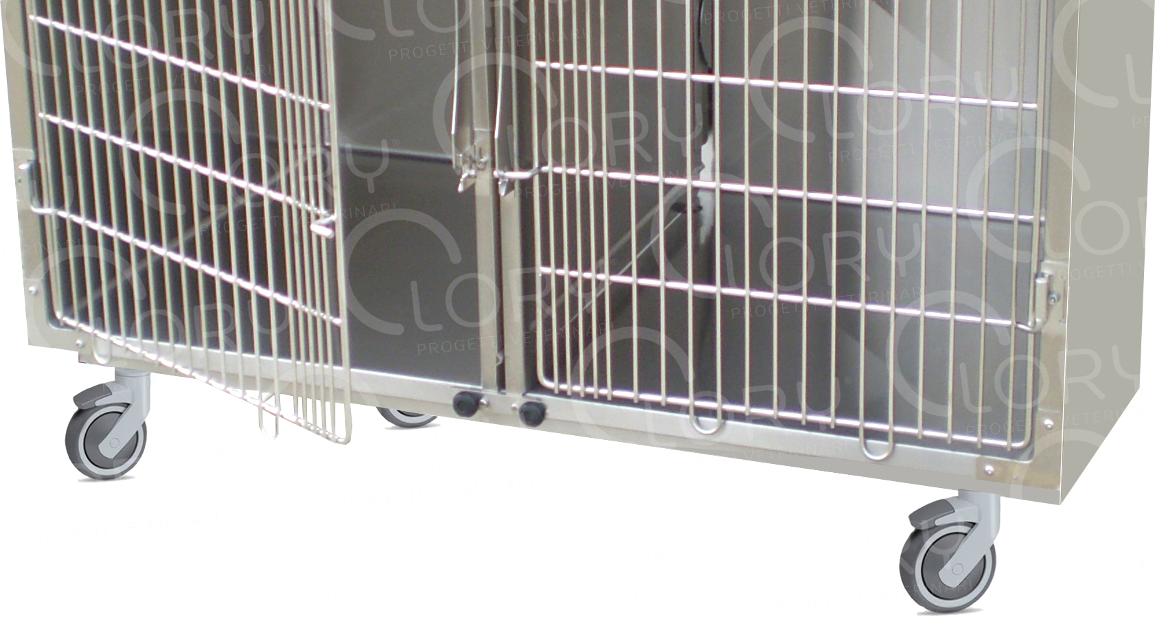 Base con Ruote per Gabbie Degenza Veterinarie | Acciaio Inox AISI 304 | Lory Progetti Veterinari