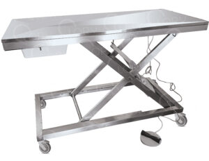 Tavolo Elettrico da Visita Veterinaria in Acciaio Inox AISI 304 mod. Medical Inox su ruote