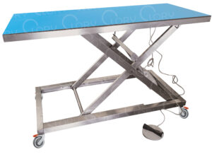 AISI 304 Stainless Steel Electric Veterinary Examination Table with Adjustable Height mod. Medical Radio on wheels