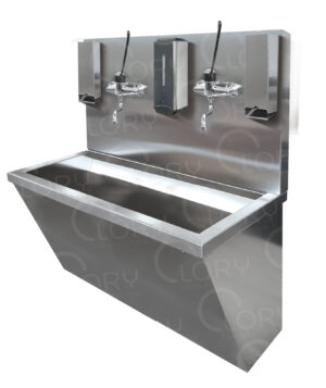 Two-channel surgical sink with electronic mixer