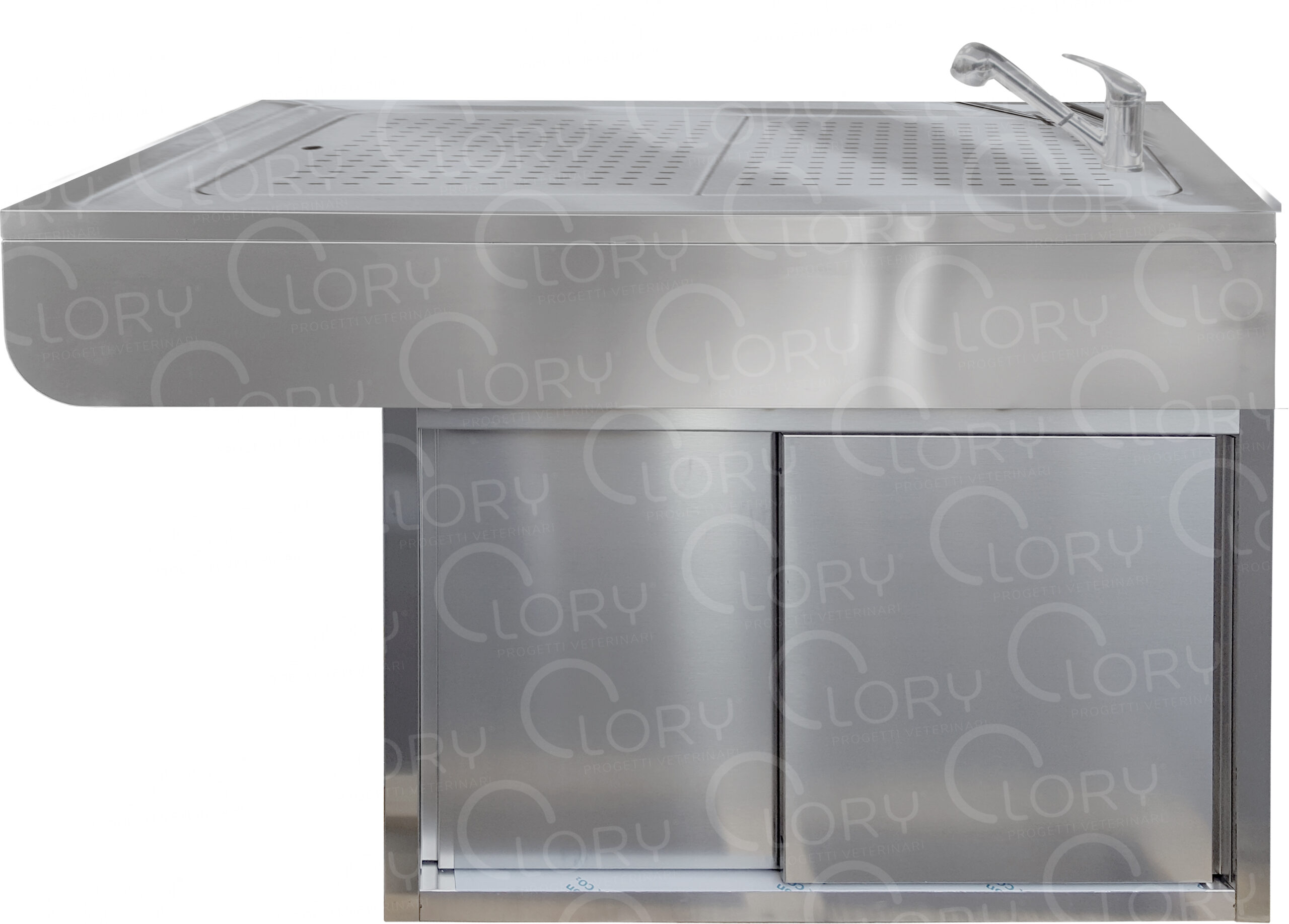 Vasca veterinaria ergonomica in acciaio inox AISI 304 con mobile – Mod. ERGONOMIC