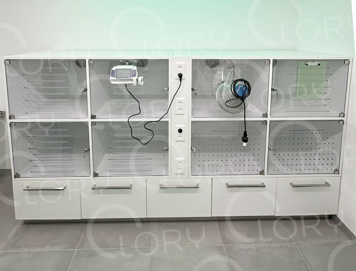 Gabbia in laminato 8 posti per animali esotici predatori e prede