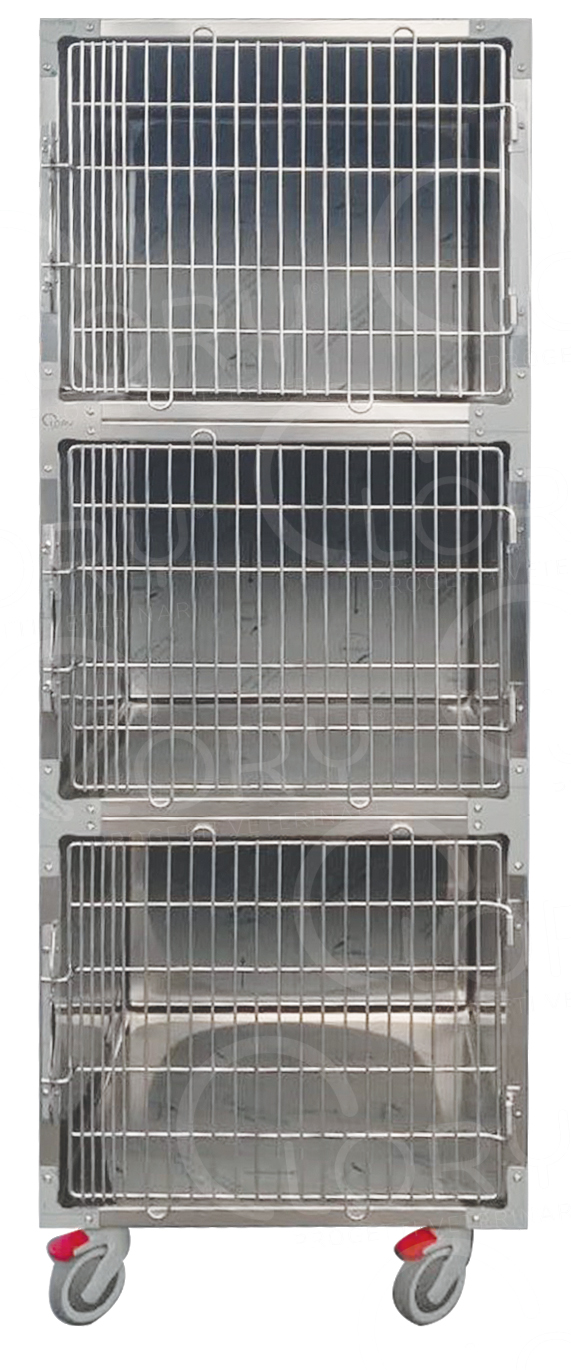 Gabbia Degenza Veterinaria 3 Posti in Acciaio Inox AISI 304 Lory Progetti Veterinari