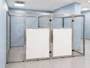 Box intero in rete acciaio inox AISI 304 per cani L150 x P150 x H180 cm (senza schiena)