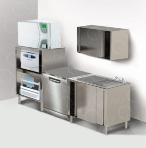 Composizione arredamento modulare in acciaio inox