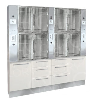 Veterinary inpatient cage 8 places with medical gas | Lory Veterinary Projects
