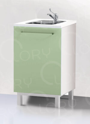 Cabinet with stainless steel sink on steel feet