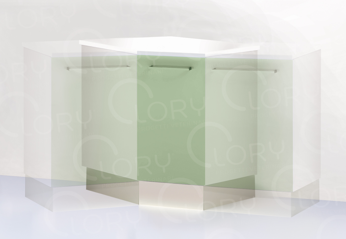 Corner cabinet with door on plinth
