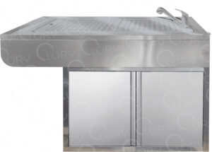 Vasca Ergonomic in acciaio inox AISI 304 con mobile e miscelatore a doccetta
